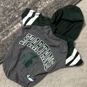 Pets First Dog Hoodie/Tee in Green and Gray Michigan State University
